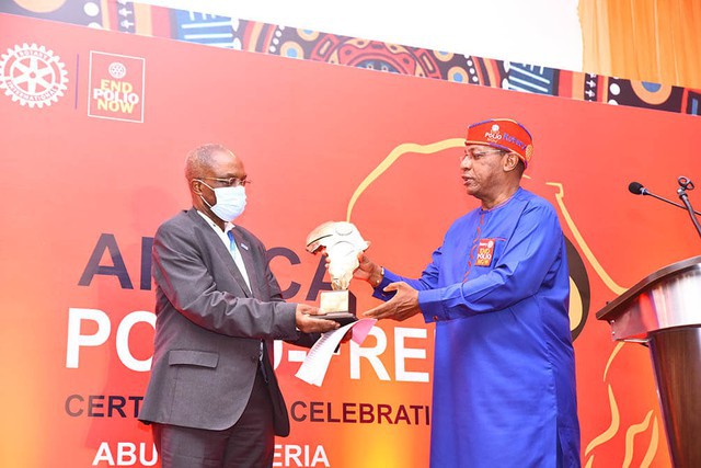 Rotary Awards Sir Offor at Africa Polio Free Certification Celebration