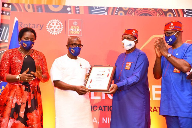 Rotary Awards Sir Offor at Africa Polio Free Certification Celebration