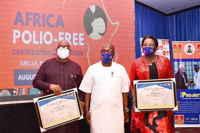 Rotary Awards Sir Offor at Africa Polio Free Certification Celebration